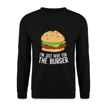 Ich bin nur hier für den Burger-Fast-Food-Hamburger - Unisex Pullover - Schwarz - Vorne - Alina (178cm) & Michal (187cm)