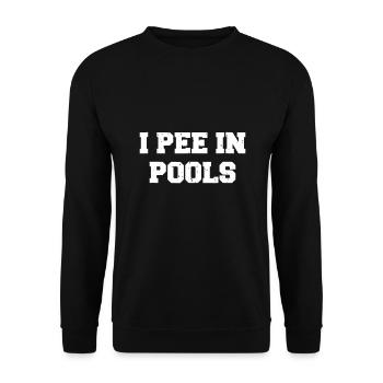 Ich pinkle in Pools Lustiges Schwimmen Sarkastisches Schwimmen - Unisex Pullover - Schwarz - Vorne - Alina (178cm) & Michal (187cm)