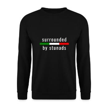 Surrounded By Stunads - Funny Italian Quote - Unisex Sweatshirt - black - Front - Alina (178cm) & Michal (187cm)