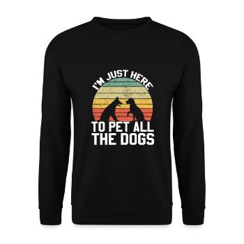 Vintage Je suis juste là pour caresser tous les chiens - Sweat-shirt Unisexe - noir - Devant - Alina (178cm) & Michal (187cm)