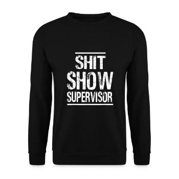 Shit Show Supervisor urkomischer Vintage-Mom-Boss - Unisex Pullover - Schwarz - Vorne - Alina (178cm) & Michal (187cm)
