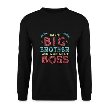 Je suis le grand frère qui fait de moi le patron - Sweat-shirt Unisexe - noir - Devant - Alina (178cm) & Michal (187cm)