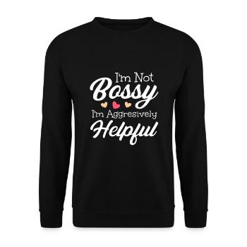 Chef, ich bin nicht herrisch, ich bin aggressiv hilfsbereit - Unisex Pullover - Schwarz - Vorne - Alina (178cm) & Michal (187cm)