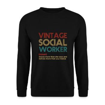 Idée de travailleur social Travailleur social vintage - Sweat-shirt Unisexe - noir - Devant - Alina (178cm) & Michal (187cm)