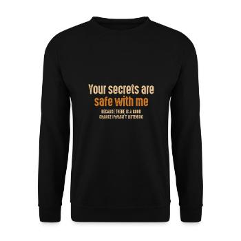 Deine Geheimnisse sind bei mir sicher, denn es gibt eine - Unisex Pullover - Schwarz - Vorne - Alina (178cm) & Michal (187cm)