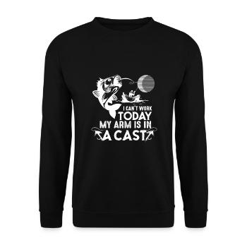 Ich kann heute nicht arbeiten, mein Arm ist eingegipst - Unisex Pullover - Schwarz - Vorne - Alina (178cm) & Michal (187cm)