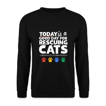 Heute ist ein guter Tag, um Katzen zu retten Kätzchen Haustier Kind - Unisex Pullover - Schwarz - Vorne - Alina (178cm) & Michal (187cm)