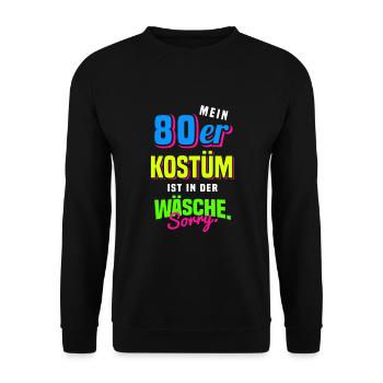 80er Jahre Mottoparty 1980er Achtziger Kostüm - Unisex Pullover - Schwarz - Vorne - Alina (178cm) & Michal (187cm)