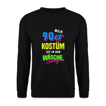 90er Jahre Mottoparty 1990er Neunziger Kostüm - Unisex Pullover - Schwarz - Vorne - Alina (178cm) & Michal (187cm)