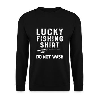 Vintage Lucky Fishing - Fisherman Father's Day - Unisex Sweatshirt - black - Front - Alina (178cm) & Michal (187cm)