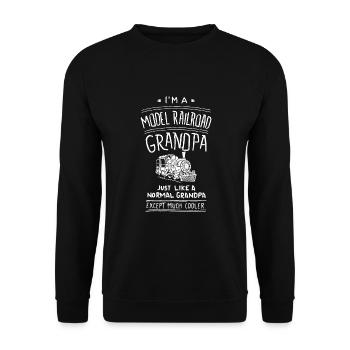 Herren Modelleisenbahn Opa Eisenbahn - Vatertag - Unisex Pullover - Schwarz - Vorne - Alina (178cm) & Michal (187cm)