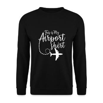 This Is My Airport Airplane Mode Traveling - Unisex Sweatshirt - black - Front - Alina (178cm) & Michal (187cm)