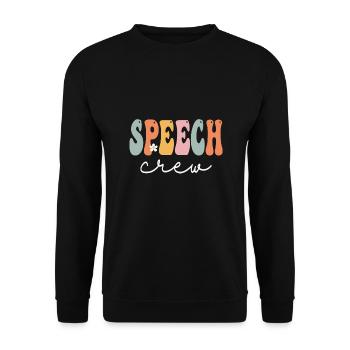 Speech Crew Retro Groovy Vintage Alles Gute zum ersten Tag - Unisex Pullover - Schwarz - Vorne - Alina (178cm) & Michal (187cm)