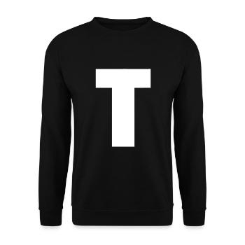 Letter T Capital Alphabet Monogram Initial - Unisex Sweatshirt - black - Front - Alina (178cm) & Michal (187cm)
