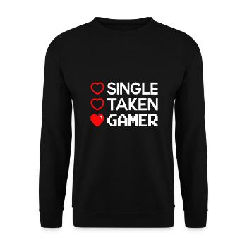 Single Taken Gamer T Shirt Valentines Day Gaming - Unisex Sweatshirt - black - Front - Alina (178cm) & Michal (187cm)