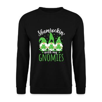 Shamrockin' With My Gnomies St Patrick's Day - Unisex Sweatshirt - black - Front - Alina (178cm) & Michal (187cm)