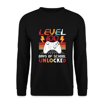 100th Day Video Gamer 100 Days of School Unlocked - Unisex Sweatshirt - black - Front - Alina (178cm) & Michal (187cm)