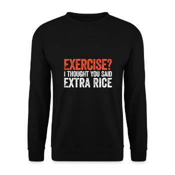 Exercice Je pensais que vous aviez dit riz supplémentaire - Sweat-shirt Unisexe - noir - Devant - Alina (178cm) & Michal (187cm)