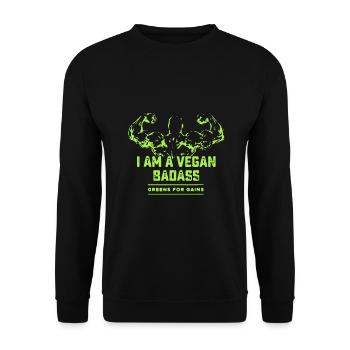 Je suis un badass végétalien: Verts pour les gains - Sweat-shirt Unisexe - noir - Devant - Alina (178cm) & Michal (187cm)