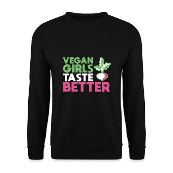Vegan Girls Taste Better Adult Humor Gift - Unisex Sweatshirt - black - Front - Alina (178cm) & Michal (187cm)
