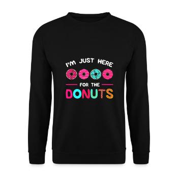 Ich bin nur wegen des Donuts Donut Dough Dough Dough Sweet hier - Unisex Pullover - Schwarz - Vorne - Alina (178cm) & Michal (187cm)