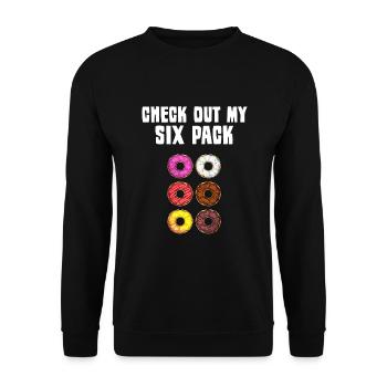 Lustiger Donut für Kinder Männer Frauen Donut Gym Sixpack - Unisex Pullover - Schwarz - Vorne - Alina (178cm) & Michal (187cm)
