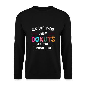 Laufen Sie, als gäbe es Donuts an der Ziellinie - Unisex Pullover - Schwarz - Vorne - Alina (178cm) & Michal (187cm)