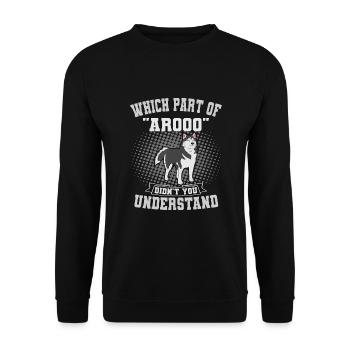 Siberian Husky Arooo Züchter Pelzeltern Schlittenhund - Unisex Pullover - Schwarz - Vorne - Alina (178cm) & Michal (187cm)