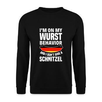 I'm On My Wurst Behavior I Dont Give A Schnitzel - Unisex Sweatshirt - black - Front - Alina (178cm) & Michal (187cm)