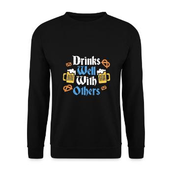 Drinks Well With Others Gift - Unisex Sweatshirt - black - Front - Alina (178cm) & Michal (187cm)