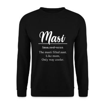 Masi Definition Lustig Tante Tante Inderin Masi - Unisex Pullover - Schwarz - Vorne - Alina (178cm) & Michal (187cm)
