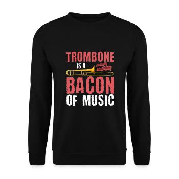 Trombone Bacon Of Music Mucisian Brass Instrument - Unisex Sweatshirt - black - Front - Alina (178cm) & Michal (187cm)