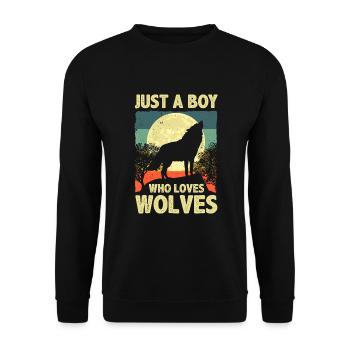 Wolves Design For Men Boys Howling Wolf Lovers - Unisex Sweatshirt - black - Front - Alina (178cm) & Michal (187cm)