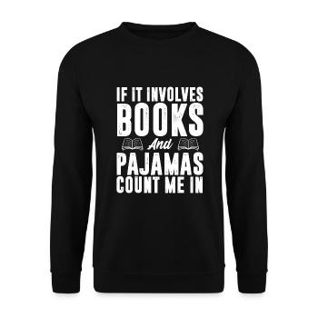 Cooler Buchleser für Männer, Frauen, Bücherwurm, Nerd-Bücher - Unisex Pullover - Schwarz - Vorne - Alina (178cm) & Michal (187cm)