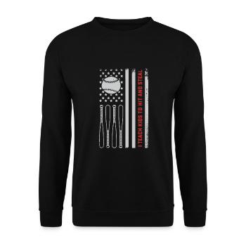 Ich bringe Kindern das Schlagen und Stehlen bei - Baseball Coach - Unisex Pullover - Schwarz - Vorne - Alina (178cm) & Michal (187cm)