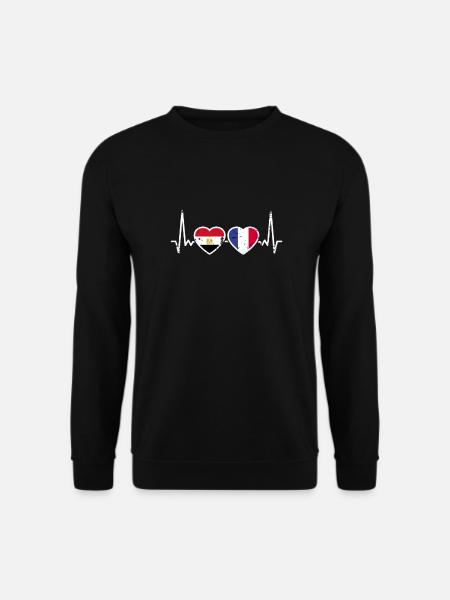 Ägypten Frankreich Herzschlag Flagge Ägypter - Unisex Pullover - Schwarz
