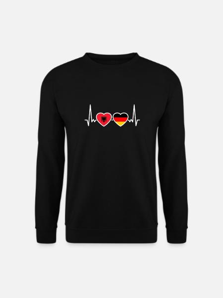 Albanien Deutschland Herzschlag Flagge Albaner - Unisex Pullover - Schwarz