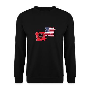 Albanien USA Flagge Amerikanisch Albanisch - Unisex Pullover - Schwarz - Vorne - Alina (178cm) & Michal (187cm)