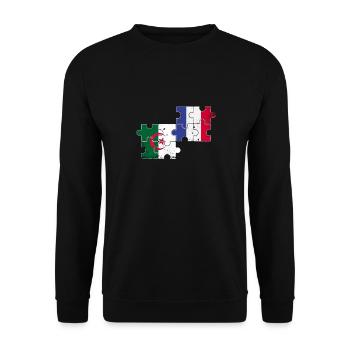 Albanien Frankreich Herzschlag Flagge Albaner - Unisex Pullover - Schwarz - Vorne - Alina (178cm) & Michal (187cm)