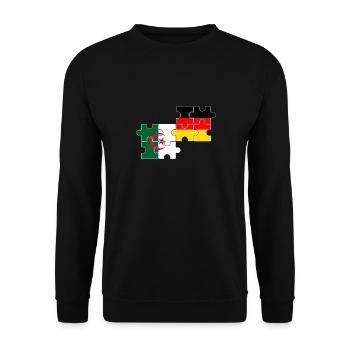 Algerien Deutschland Flagge Deutsch Algerier - Unisex Pullover - Schwarz - Vorne - Alina (178cm) & Michal (187cm)