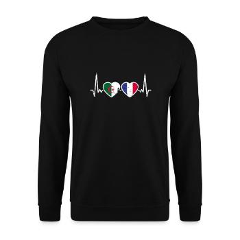 Albanie France Heartbeat Flag Albanais - Sweat-shirt Unisexe - noir - Devant - Alina (178cm) & Michal (187cm)