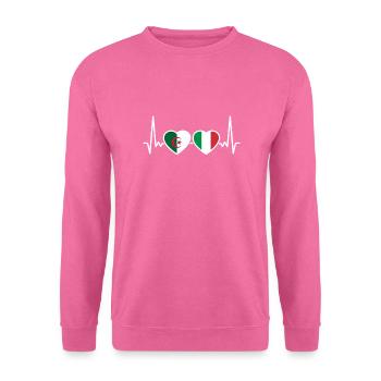 Algeria Italy Heartbeat Flag Algerians - Unisex Sweatshirt - pink - Front