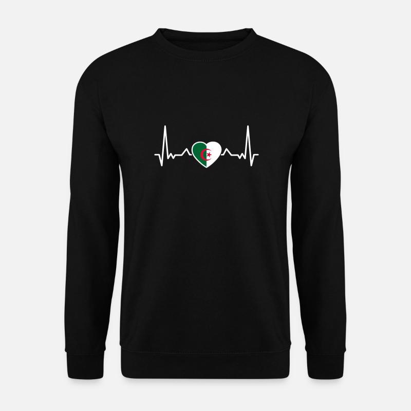 Algérie Heartbeat Drapeau algérien Algériens - Sweat-shirt Unisexe - noir