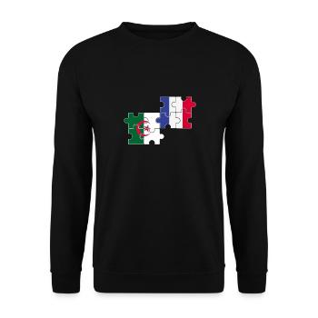 Albanien Frankreich Herzschlag Flagge Albaner - Unisex Pullover - Schwarz - Vorne - Alina (178cm) & Michal (187cm)