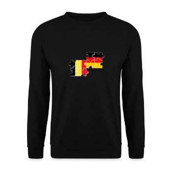 Belgien Deutschland Flagge Deutsch Belgier - Unisex Pullover - Schwarz - Vorne - Alina (178cm) & Michal (187cm)