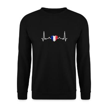 France Vintage Heartbeat Drapeau français - Sweat-shirt Unisexe - noir - Devant - Alina (178cm) & Michal (187cm)
