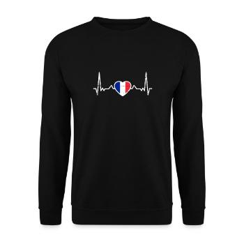 France Heartbeat French flag - Unisex Sweatshirt - black - Front - Alina (178cm) & Michal (187cm)