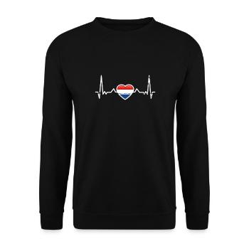 Netherlands heartbeat Dutch flag - Unisex Sweatshirt - black - Front - Alina (178cm) & Michal (187cm)