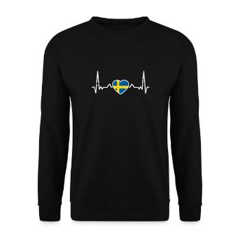 Suède Heartbeat Drapeau suédois Suède - Sweat-shirt Unisexe - noir - Devant - Alina (178cm) & Michal (187cm)