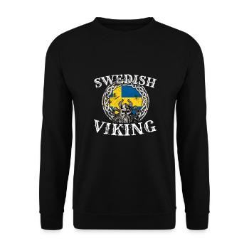 Swedish Viking Schweden Schwedisch Flagge Wikinger - Unisex Pullover - Schwarz - Vorne - Alina (178cm) & Michal (187cm)